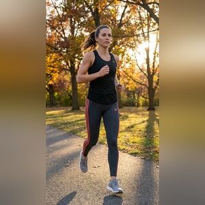 Adidas Women's Charcoal Leggings with Salmon Stripes